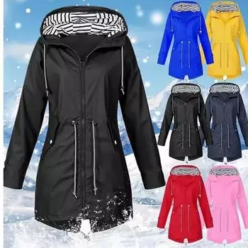 Женская уличная водонепроницаемая куртка от дождя, повседневная свободная ветрозащитная ветровка с капюшоном, куртки для скалолазания, пальто на все сезоны S темно-синий