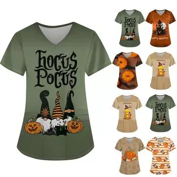 Женская униформа для кормящих мам с v-образным вырезом и принтом на Хэллоуин XL верблюд