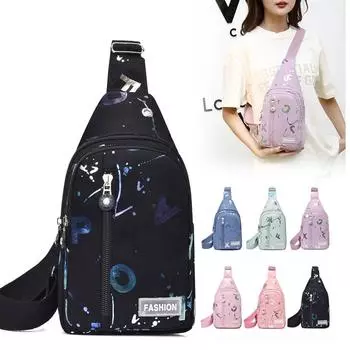 Женская универсальная нагрудная сумка, новая модная сумка из ткани Оксфорд на одно плечо, диагональная сумка через плечо, модный дорожный небольшой рюкзак на груди чёрный