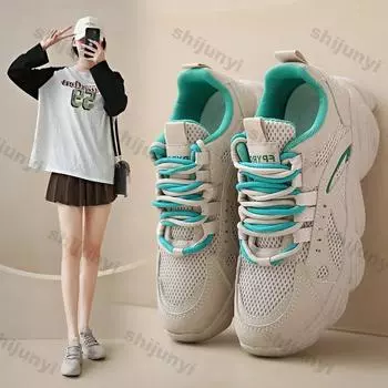 Женская универсальная повседневная обувь Новые дышащие кроссовки на платформе Легкая сетчатая спортивная обувь Женские кроссовки для бега на шнуровке для активного отдыха 35 зелёный