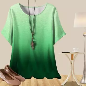 Женская универсальная повседневная свободная весенняя рубашка, женские топы с коротким рукавом и принтом в виде цветного сращивания XS зелёный