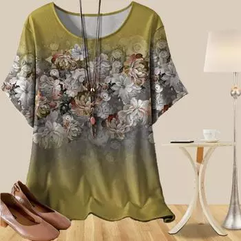 Женская универсальная повседневная свободная весенняя рубашка, женские топы с коротким рукавом и принтом граффити, розы и хризантемы XS розовый