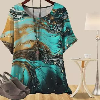 Женская универсальная повседневная свободная весенняя рубашка, женские топы с коротким рукавом и принтом в виде роз и бабочек XS синий