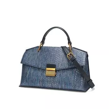 Женская универсальная сумка через плечо с синим узором «змея» синий