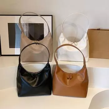 Женская универсальная сумка для подмышек, однотонная минималистичная сумка на плечо, большая вместительная сумка для отдыха, сумка для подмышек, повседневная сумка для женщин коричневый