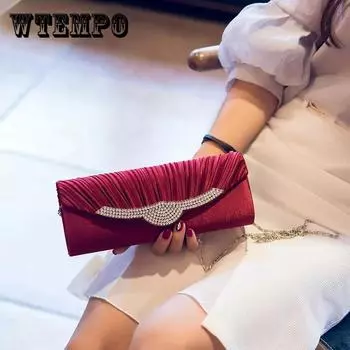 Женская универсальная сумка с инкрустацией бриллиантами, однотонная сумка для ужина, элегантная вечерняя сумка с цепочкой, женская сумка на одно плечо