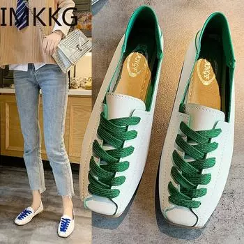 Женская универсальная женская обувь в стиле ретро на плоской подошве, повседневные женские кроссовки в британском стиле, модные женские оксфорды с неглубоким носком, осень 37 зелёный