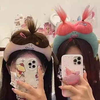 Женская уродливая забавная кукольная повязка на голову, шпилька для волос, сделай сам, прическа, регулируемый размер, повязка на голову, уродливая, плюшевая розовый