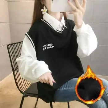 Женская утепленная и подбитая толстовка-свитшот на осень и зиму, теплая и удобная 2XL