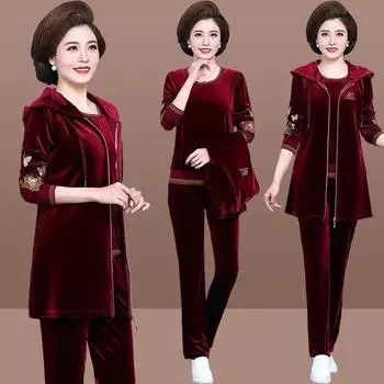 Женская утепленная куртка с капюшоном больших размеров на весну и осень + повседневные брюки + теплая рубашка, комплект из трех предметов 5XL