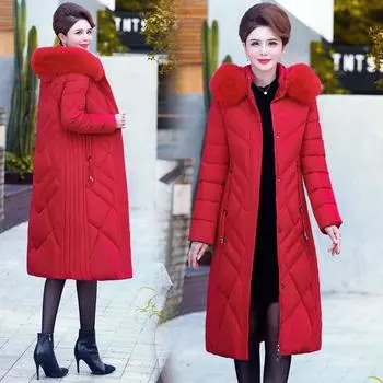 Женская утепленная парка большого размера на молнии с подкладкой из хлопкового пуха, свободного покроя, с капюшоном XS