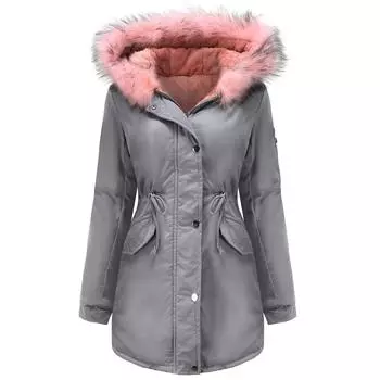 Женская утепленная парка на флисовой подкладке, пальто средней длины из искусственного меха с капюшоном, зимний уличный мягкий плащ, пальто, теплая верхняя одежда, S-5XL, большие размеры, большие размеры S красный