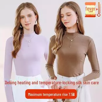 Женская утепленная рубашка из немецкого бархата с полуводолазкой - теплый осенне-зимний слой L