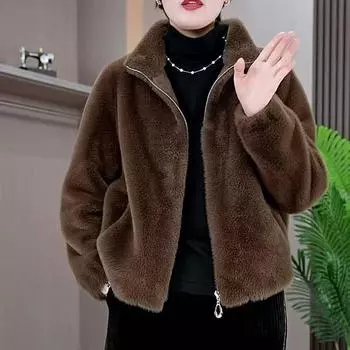 Женская утепленная шуба из фланели - стильная короткая куртка осень/зима