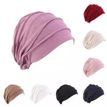 Женская утолщенная эластичная шапка-пуловер, мусульманская шапка-хиджаб, шапка-бини чёрный