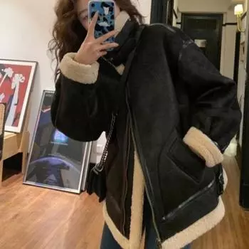 Женская утолщенная теплая парка на осень-зиму, женская повседневная однотонная свободная короткая куртка с большим карманом и капюшоном, верхняя одежда M коричневый