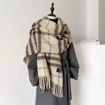 Женская утолщенная теплая шаль осень-зима клетчатая шейная шаль для мужчин и женщин шарф роскошная одежда женский кашемировый дизайнерский шарф Bufandas 55X215cm