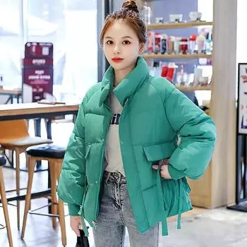 Женская утолщенная теплая зимняя одежда, новая хлопковая пуховая куртка, свободная куртка, хлопковая куртка S белый