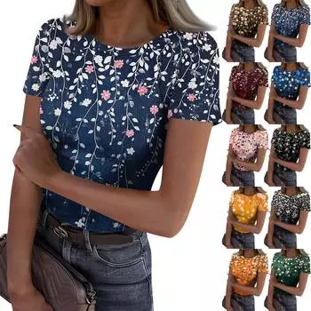 Женская узкая футболка, модный повседневный свитер с круглым вырезом и коротким рукавом L чёрный