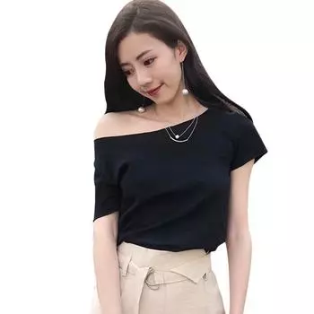 Женская узкая футболка со шнуровкой сзади и бантом Женская футболка с коротким рукавом и вырезом-лодочкой One Size