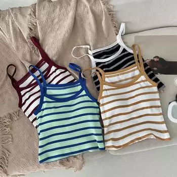 Женская узкая полосатая повседневная майка без рукавов, внутренняя и внешняя, универсальная, носибельная