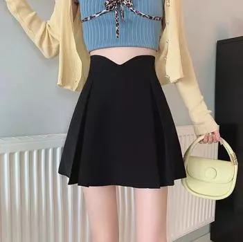 Женская узкая юбка-трапеция Fishbone с высокой талией - весенняя мода 2024 года, черная короткая юбка XXL