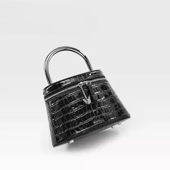 Женская вечерняя дизайнерская кожаная сумка через плечо чёрный