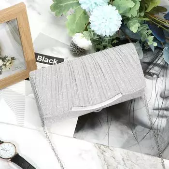 Женская вечерняя сумочка, блестящая сумочка-клатч, модная сумка через плечо для вечеринок и ужинов, сумка через плечо цвета серебристого/шампанского серебряный