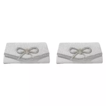 Женская вечерняя сумочка-клатч с бантом, блестящая сумка со стразами, вечерний кошелек (Серебряный)