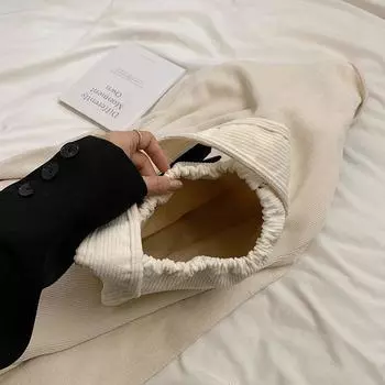 Женская вельветовая элегантная сумка с ручкой сверху для путешествий на открытом воздухе (бежевый)