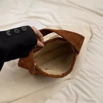 Женская вельветовая элегантная сумка с ручкой сверху для путешествий на открытом воздухе (коричневый)