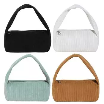 Женская вельветовая косметичка, мини-сумка для туалетных принадлежностей, однотонный простой клатч, косметичка-органайзер, женская дорожная сумка для хранения чёрный