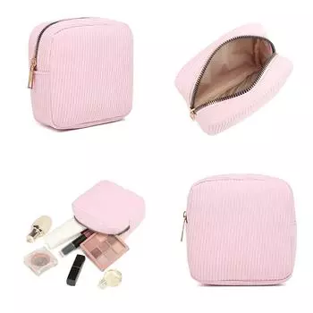 Женская вельветовая косметичка, однотонная, на молнии, кошелек для монет, косметичка, портативный органайзер для туалетных принадлежностей, сумка для хранения оранжевый