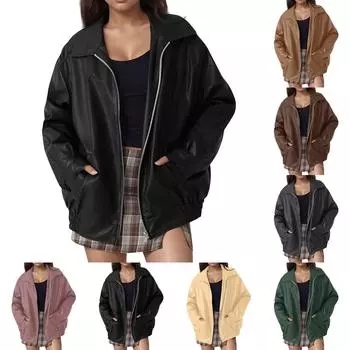 Женская вельветовая рубашка, блузка с длинным рукавом, повседневная куртка, пальто с карманами XL хаки