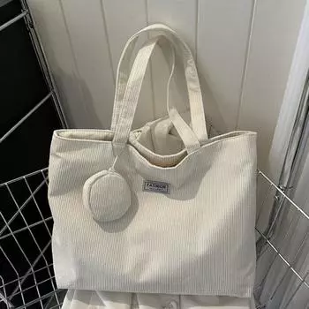 Женская вельветовая сумка через плечо, большая вместимость, сумки для женщин, дорожная сумка, женская сумка, носимая с собой кошелек белый