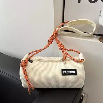 Женская вельветовая сумка-кроссбоди с кисточками, повседневная однотонная сумка через плечо со съемным ремешком для повседневного использования 25.5x12x12.5cm белый