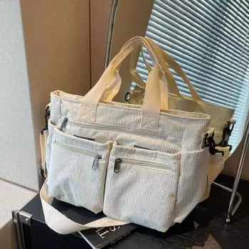 Женская вельветовая сумка-тоут большой емкости, новая корейская модная женская сумка через плечо, рабочая сумка-тоут для поездок на работу 36x14x28cm коричневый