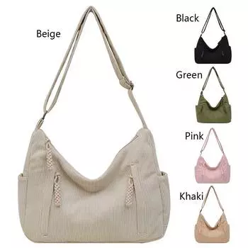 Женская вельветовая сумка-тоут большой емкости, модная сумка-саквояж, дорожная сумка для отдыха на открытом воздухе зелёный