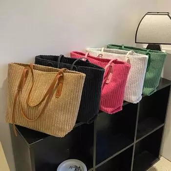 Женская вельветовая сумка-тоут на молнии, мягкая сумка-тоут, универсальная ретро-сумка-саквояж, повседневная модная сумка для покупок зелёный