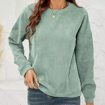 Женская вельветовая толстовка с капюшоном, осенне-зимние толстовки, повседневный свитер с круглым вырезом и длинными рукавами S абрикосовый