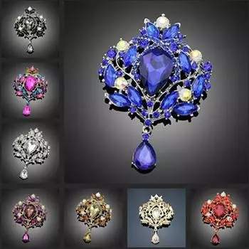 Женская великолепная роскошная цветочная подвеска-капля со стразами, коктейльная брошь, булавка разноцветный/золотой