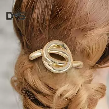 Женская веревка для волос с металлическим геометрическим декором, эластичная резинка для волос, бесследный держатель для хвоста, головной убор, аксессуары для волос серебряный