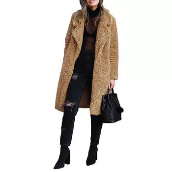 Женская верхняя куртка с лацканами и длинными рукавами M хаки