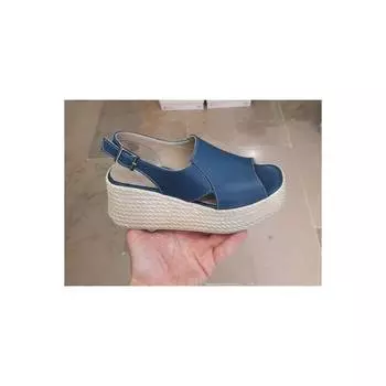 Женская верхняя одежда Натуральная кожа Анатомическая подошва Платформа Джинсы на танкетке Синяя уличная обувь Стильные сандалии