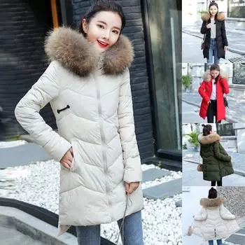 Женская верхняя одежда Пальто с капюшоном Длинные куртки на молнии с хлопковой подкладкой Пальто с карманами XXL зелёный