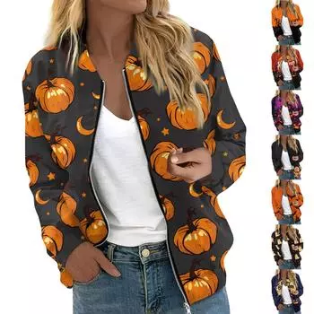 Женская верхняя одежда с длинным рукавом и принтом, повседневные топы на молнии, кардиган, рубашка, тонкая куртка для женщин S жёлтый