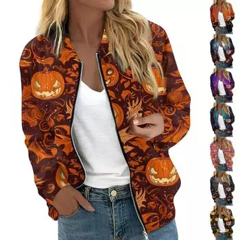 Женская верхняя одежда с длинным рукавом и принтом, повседневные топы на молнии, кардиган, рубашка, тонкая куртка для женщин XL фиолетовый