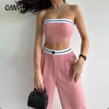 Женская верхняя одежда Spice Girls, спортивная майка, повседневный костюм с широкими штанинами и высокой талией S серый