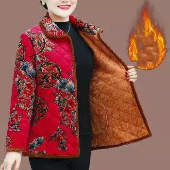 Женская верхняя одежда весна осень и зима утепленная тонкая теплая короткая куртка-флип воротник свободная удобная верхняя одежда 5XL