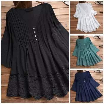 Женская верхняя однотонная тонкая повседневная блузка больших размеров для повседневного ношения 2XL чёрный